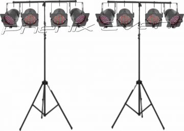 pack projecteurs 1 composé de 2 trépieds avec sur chacun d'entre eux 4 projecteurs à Led