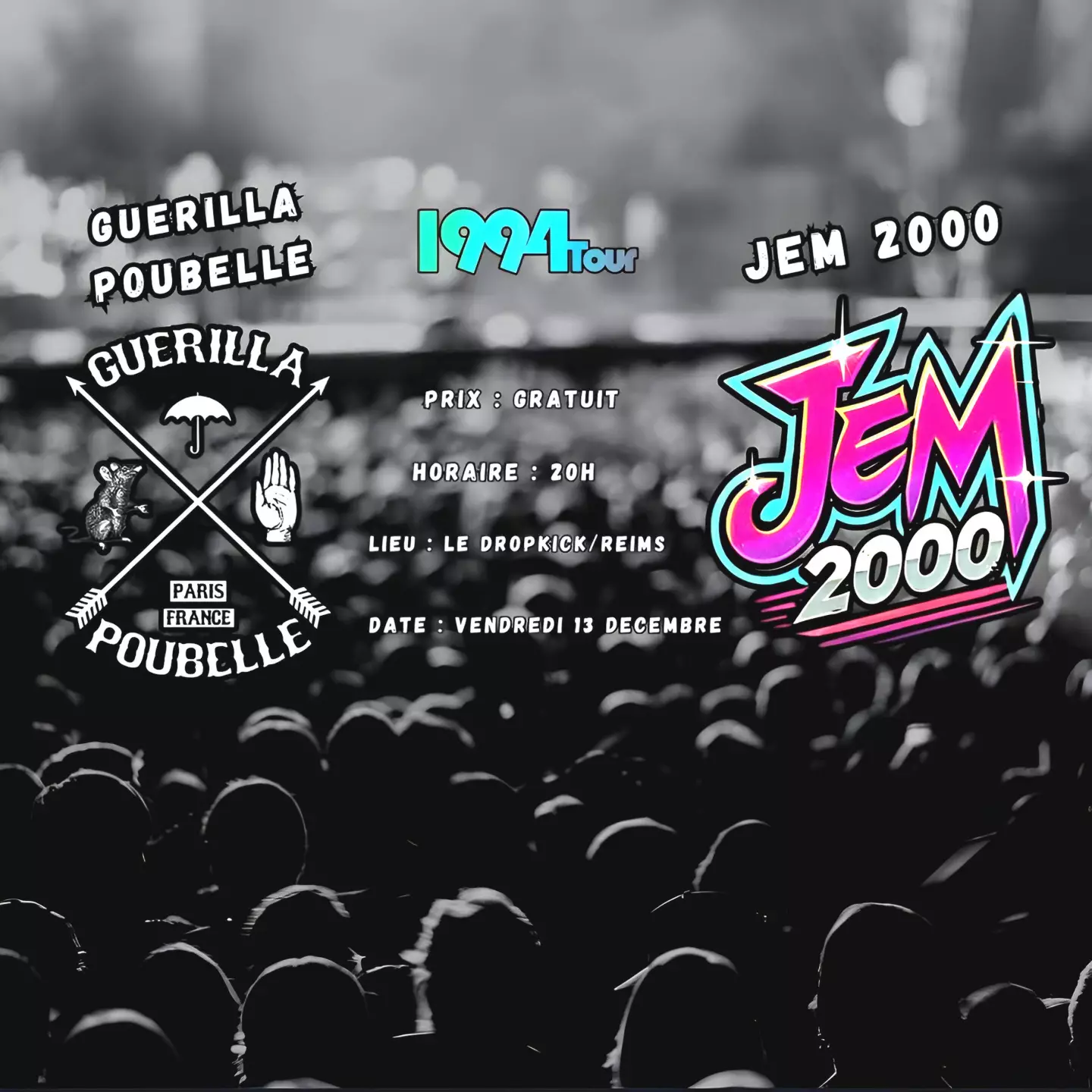 Guerilla Poubelle et JEM 2000 en concert au Dropkick Bar de Reims