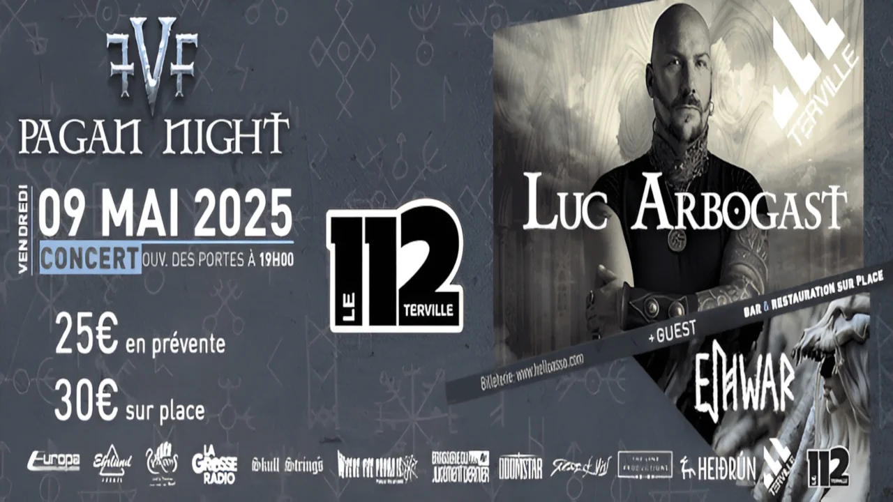 Affiche du concert FVF Pagan Night avec Luc Arbogast et EIHWAR au 112 à Terville le 9 mai 2025