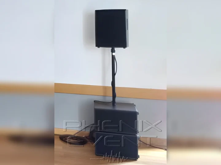 Stack de caissons basses et enceintes du pack 1900w 10X410T installé