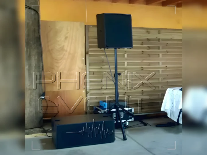 Focus sur le module gauche de la sono 2000W installée au mariage de Glatigny