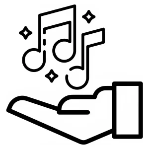 illustration d'une main qui tend des notes de musique