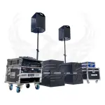 Sono 1900W RMS 10x410T en location constitué de deux enceintes sur trépied et quatre caissons de basses