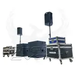 Matériel de sonorisation 2500w rms Phenix Event, vu du profil gauche.