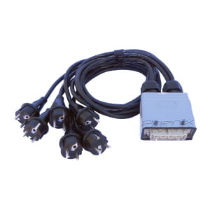 cable multipaire epanoui constitué d'une une prise harting vers 6 fiches 16A